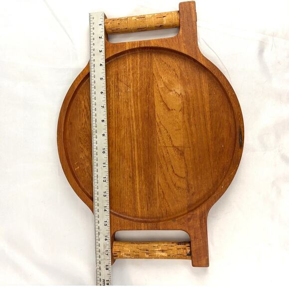 Richard Nissen Teak Wood Tray w/ Cork Handles Danmark Scandinavian MCM 1960s VTG - Picture 6 of 15